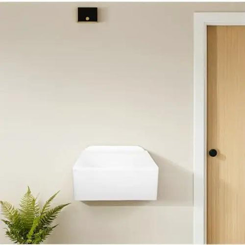 Wall Mount Sink - Lightweight Plastic Basin for Small Bathrooms, Easy No-Drill Installat, mounted on a wall with a modern design.