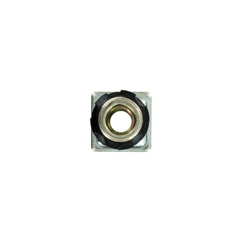 Front view of Double Star Threaded Caster Insert in heat-treated steel for 3/4 inch square tubing, 5/16-18 thread, flush fitting.