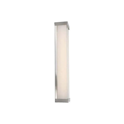 Go To Contemporary Float 18 Inch LED Wall Sconce in Brushed Nickel Dimmable ADA Compliant, vertical mount view.