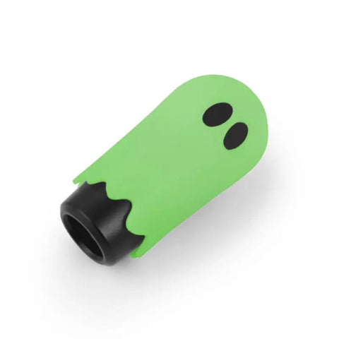 Green ghost-shaped gear knob cover for Flat Out Smooth Shifting Universal Gear Knob featuring Glowing Phantom Etching.