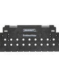 Milescraft CabinetMate shelf pin drilling jig, black plastic with rows of holes for cabinet shelving