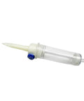 IV extension set with sterile tubing and translucent plastic connector, blue valve, veterinary use