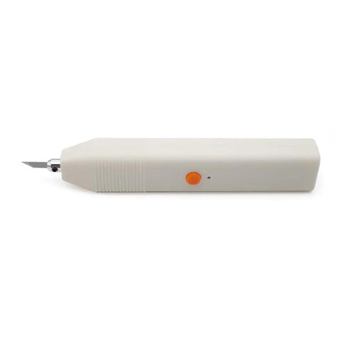 Handheld 35 Khz Ultrasonic Cutting Knife For 3D Resin And PLA Models And Parts With 5 Spare Blades shown from the side.