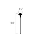 Diagram of Eclipse 12V Path Light, 18.5 in high, 4.5 in wide, Textured Architectural Bronze, for outdoor wet locations.