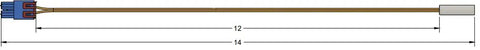 Direct Replacement Refrigerator Temperature Sensor For DA32-00011C, Fits DA32-00011D AP4140996 PS4140515 OEM-Grade Accuracy, Keeps Fridge Fresh, 12 Month Warranty And USA Support measurement diagram of sensor wire with 12 and 14 inch lengths