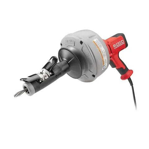 Heavy Duty Sink Machine With Variable Speed And A Corrosion Resistant Leak Proof Drum loaded with 25-foot cable, tool for drain cleaning.