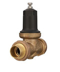 Zurn Wilkins NR3XL 1-inch pressure reducing valve front view with double union, copper sweat connections, brass body
