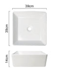 USZWBY Vessel Sinks Bathroom Vessel Sink Modern Simple Balcony Ceramic Single Basin measures 39cm x 14cm, top view.