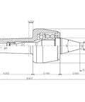 Technical drawing of MT4 CNC High Speed Live Center Extended A Type Point With Heat Treated Shaft HRc 60±2, showing dimensions and bearings.
