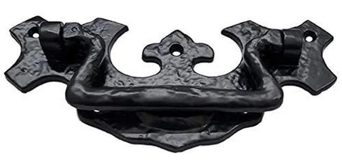 Phicol Antique Cast Iron Cabinet Ring Drop Pulls Pack Of 2 Matte Black for rustic wood furniture and hardware projects