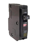 Front view of QO120 One Pole Circuit Breaker for 120 240 VAC Home Wiring, 20 Amp, Thermal Magnetic Trip, 10 kA Interrupt, Plug On Mount, QO Frame.