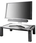 Extra Wide Monitor and Laptop Stand with Height Adjustable from 3 to 6.5 Inches, 20 by 13.25 Inch Platform, Model MS500 holding monitor
