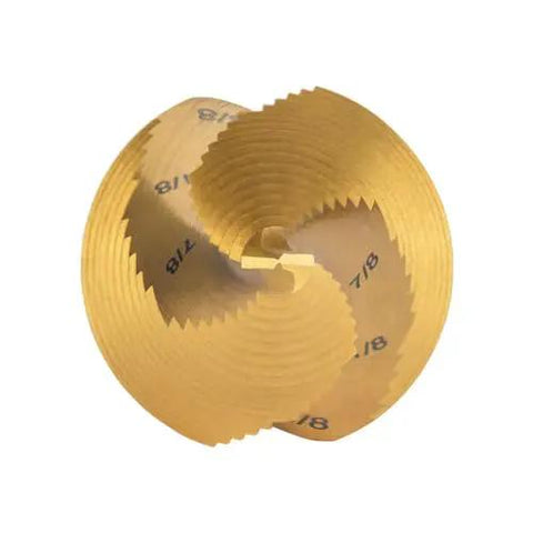 Step Drill Bit Set For Thin Metal Plastic Aluminum And Wood Seven Eighths To One And Three Eighths Inch Double Spiral Flutes Top View