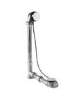 Heavy Duty Seven Inch Tub Drain Chain Stopper Satin Gold Finish Built Like A Tank Brass Bath Overflow Assembly Top Shelf Bathroom Fixture Straight Setup.
