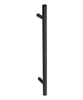 Euro Bar Cabinet Pull Handle Flat Black Finish Three Eighths Inch Diameter Eight Point Six Nine Inch Length Center To Center Six Point Three One Inch With Mounting Hardware Included Ten Pack front view.