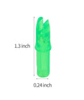 Green Press-In Arrow Nocks For Carbon Arrows.244/.246 Throat, 50 Pack Plastic Nocks, 1.3x0.24 inch, front view dimensions