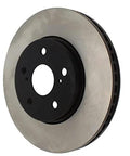 Front view of Centric Premium 120.44125 brake rotor with black center hub and silver braking surface.
