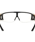 Front view of Super Lightweight Flip Over Radiation Safety Glasses Featuring Badass 0.12mm Lead Lens Protection With Comfy Rubber Grip Pads.
