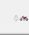 GasGas MC 450F One Twelfth Scale Diecast Motorcycle Model In Red with real rubber tires and scale measurement shown