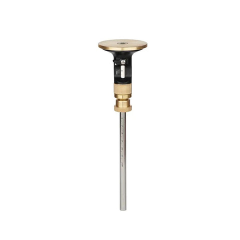 Solid Brass Wheel Marking Gauge Kit Featuring Metric Micro Adjuster Ruler And Hardened Steel Cutter For Bullseye Accurate Wood Scribing positioned vertically.