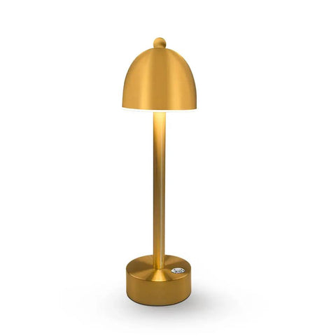 Gold Mushroom Battery Powered Cordless Table Lamp With 3 Way Dimmable Touch Sensor Industrial Rechargeable Portable Desk Light