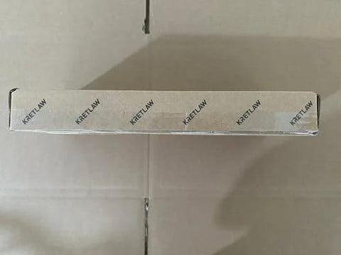 KRETLAW Mini Grease Gun packaging box, white with repeated KRETLAW branding, side view