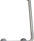 Right Hand L Shaped Grab Bar Stainless Steel With Brushed Finish ADA Compliant 32 Inch Vertical Leg On Right Side And 16 Inch Horizontal Leg