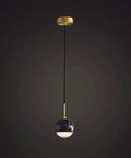 LTNANJE Modern LED Small Natural Stone Pendant Light Fixture, black marble, 20cm height, mid-century design for dining room.