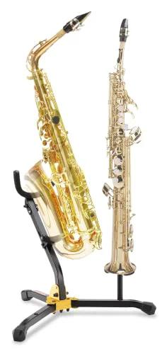 All In One Saxophone Stand For Alto Tenor And Soprano With Peg For Soprano Sax Folding Yoke Adjustable Backrest Locking Pins Model DS533BB