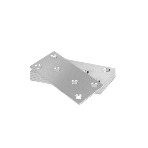 Kickass Heavy Duty Stainless Steel Mending Plates And Right Angle Brackets Tough Metal Joining Supports For Furniture Wood Shelf Repair Rust Resistant Brushed Nickel 6 Pack, flat design with holes for screws.