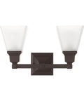 Mission Style Two Light Bath Light In Polished Nickel With Transitional Steel Design That Looks Sleek In Any Bathroom Vanity Lighting Fixture With Classic Vibe Measures 15 By 7.75 By 9.5 Inches