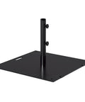 Heavy Duty 40 Lb Outdoor Umbrella Base With Stainless Steel Tube Square Steel Stand With Roller in black powder coat