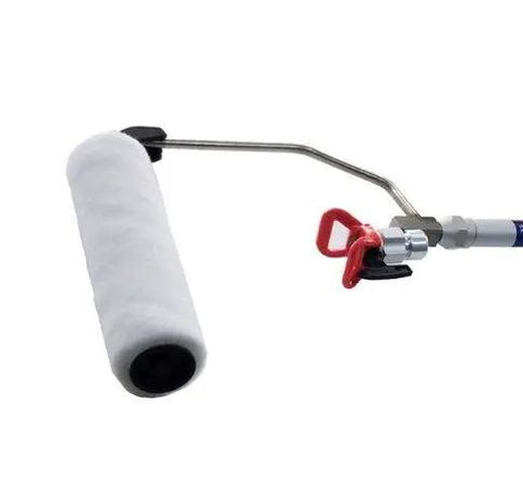 Trigger Powered 39 Inch Paint Roller Arm With Detachable Handle Self Feed Pressure System For Streak Free Wall Finish And Zero Cleanup Diy House Flip Essentials close-up view of roller and trigger mechanism