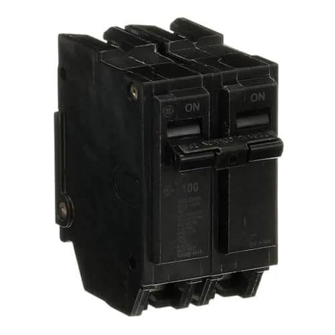 Single 100 Amp Double-Pole Circuit Breaker 120/240V THQL Load Center GFCI Plug-In Thermal-Magnetic Q-Line front view