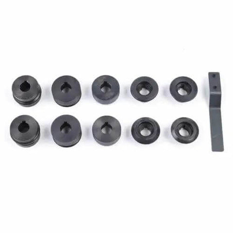 Pro Grade 7 Inch Sheet Metal Bead Roller Bender Kit With 6 Dies, showing die set components for 22 gauge capacity metalwork