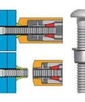 MGPT-R12-14G-CT Huck Magna-GR lockbolts; cross-section view, 0.375 in dia, carbon steel, truss HD