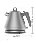 Pure Titanium Electric Kettle Hella Portable Travel Companion, sleek gray design, 22.6cm height, durable for home use.