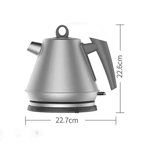 Pure Titanium Electric Kettle Hella Portable Travel Companion, sleek gray design, 22.6cm height, durable for home use.