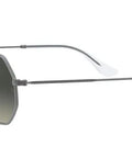 Unisex RB3556N Octagonal Sunglasses With Flat Lenses, Gunmetal Frame And Light Grey Gradient Lenses, 53 mm Wide Fit
