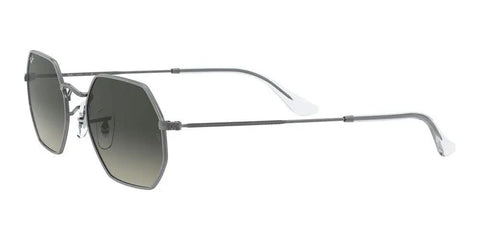 Unisex RB3556N Octagonal Sunglasses With Flat Lenses, Gunmetal Frame And Light Grey Gradient Lenses, 53 mm Wide Fit