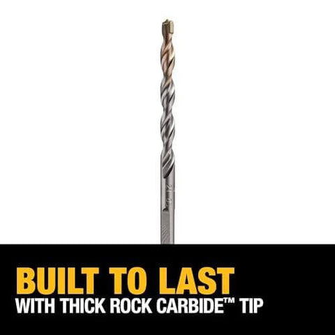 DEWALT DW5224 1/4-in carbide hammer drill bit, silver, close-up view