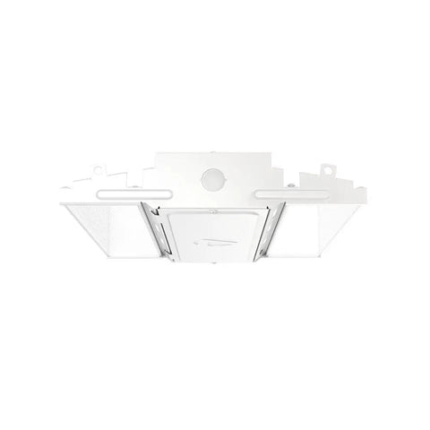 Bottom view of a Compact Pro LED High Bay Light For Industrial Spaces 18,000 Lumens 4000K Cool White Dimmable Shop Light