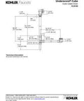 Solid Brass Cable Actuated Rough In Bathtub Drain Assembly No Fuss Design Built Hard For Straight Forward Install And Smooth Water Flow Fits Most Standard Tubs Just Pick Your Matching Finish Plate detailed technical drawing with measurements.