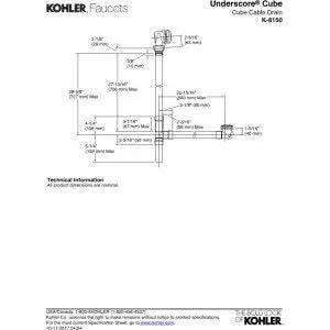 Solid Brass Cable Actuated Rough In Bathtub Drain Assembly No Fuss Design Built Hard For Straight Forward Install And Smooth Water Flow Fits Most Standard Tubs Just Pick Your Matching Finish Plate detailed technical drawing with measurements.