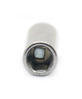 TorSor 1/4 square to 1/4 hex drive adapter sleeve, silver metal, front view