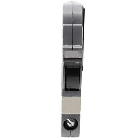 Side view of Stab Lok NC115 Replacement Circuit Breaker One Pole 15 Amp Gray Newly Manufactured Federal Pacific Electric Style Thin Series ETL Listed 10,000 AIC For Stab Lok Panels
