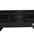 72 Inch Heavy Duty Roller Tool Cabinet With 16 Deep Drawers And Matte Black Shield viewed from the front with wheels visible, perfect for auto shops.