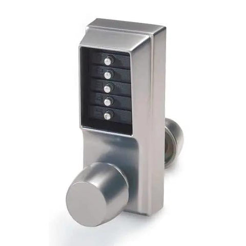 Cylindrical Pushbutton Lock With Keypad Satin Chrome Finish One Easy Access Code For All Users Lock Programmable From The Keypad