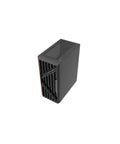 Bangin Walnut Wood Front Panel ATX Mid Tower Gaming PC Case With Tempered Glass Side Panel And Top Mesh For Airflow USB 3.0 And Type-C Front IO Black Steel Build, diagonal view.