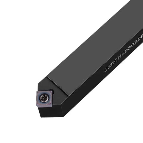 External Turning Tool Holder With 10 Pcs SCMT Carbide Inserts for CNC Lathe Cutting shown in close-up of the aluminum tool holder.